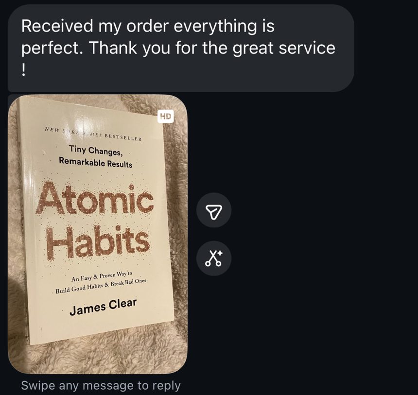 Message Instagram d’une lectrice : Commande reçue, tout est parfait. Merci pour ce super service !